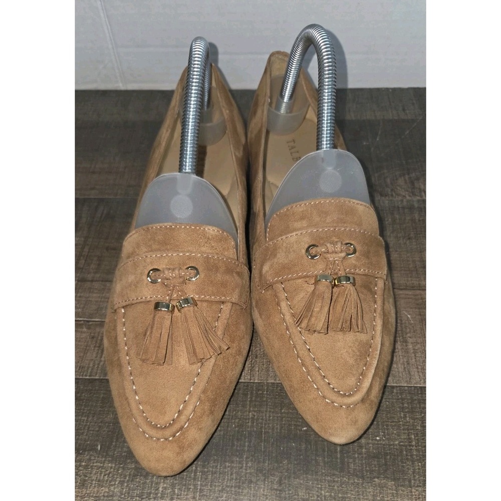Talbots Womens Brown Suede Tassel Loafers Pointed Toe Flats  8M